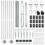 vidaXL Hexagonová ohrada 1.2x10 m Pozinkovaná oceľ, VidaXL plotové stĺpy s hrotom 7 ks Ø32 mm 140 cm Pozinkovaná oceľ – Obrázok 4