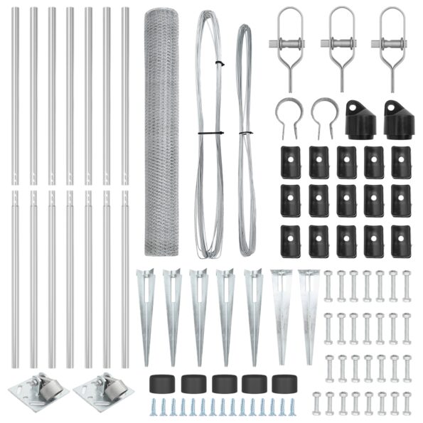 vidaXL Hexagonová ohrada 1.2x10 m Pozinkovaná oceľ, VidaXL plotové stĺpy s hrotom 7 ks Ø32 mm 140 cm Pozinkovaná oceľ – Obrázok 4