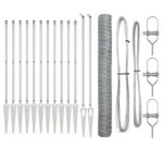 Hexagonálny plot vidaXL 1,4x10 m pozinkovaná oceľ, Plotové stĺpy vidaXL so špicom 7 ks Ø32 mm 160 cm pozinkovaná oceľ – Obrázok 2