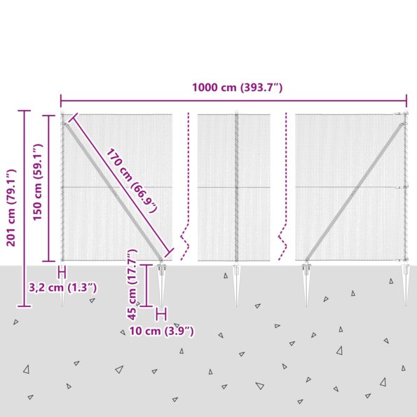 vidaXL hexagonálny plot 1.5x10 m pozinkovaná oceľ – Obrázok 13