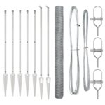 Hexagonálny plot vidaXL 1,5x10 m pozinkovaná oceľ, Plotové stĺpiky vidaXL so špicom 7 ks Ø32 mm 170 cm pozinkovaná oceľ – Obrázok 2