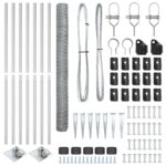 Hexagonálny plot vidaXL 1,5x10 m pozinkovaná oceľ, Plotové stĺpiky vidaXL so špicom 7 ks Ø32 mm 170 cm pozinkovaná oceľ – Obrázok 4