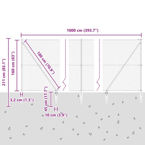 vidaXL Stĺp na plot. Strieborná – Obrázok 13