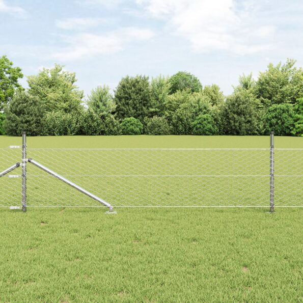 3353374_1.jpg vidaXL Hexagon Fence 0.8x25 m Zazinkovaná oceľ – Obrázok 1