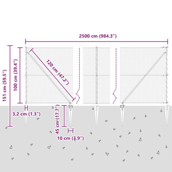 3353377_13.jpg vidaXL súprava oplotenia Sada 2 Pozinkovaná oceľ 25 x 1 m Priemyselný – Obrázok 13