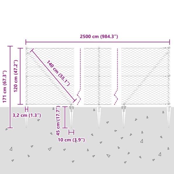3353383_13.jpg vidaXL plotový set Sada 2 Pozinkovaná oceľ 25 x 1.2 m Odolný – Obrázok 13