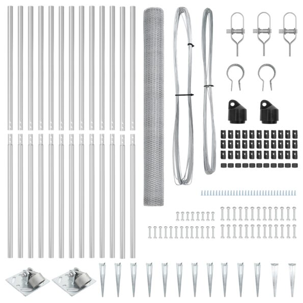 VidaXL hexagonálny plot 1.6x25 m pozinkovaná oceľ, VidaXL plotové stĺpiky s bodcom 13 ks Ø32 mm 180 cm pozinkovaná oceľ – Obrázok 4