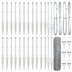 Hexagonový plot vidaXL 0,8x50 m pozinkovaná oceľ, Skladacie kolíky vidaXL so špicou 13 ks Ø32 mm 100 cm pozinkovaná oceľ – Obrázok 2