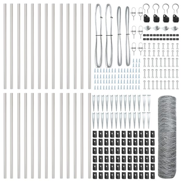 Hexagonový plot vidaXL 0,8x50 m pozinkovaná oceľ, Skladacie kolíky vidaXL so špicou 13 ks Ø32 mm 100 cm pozinkovaná oceľ – Obrázok 4