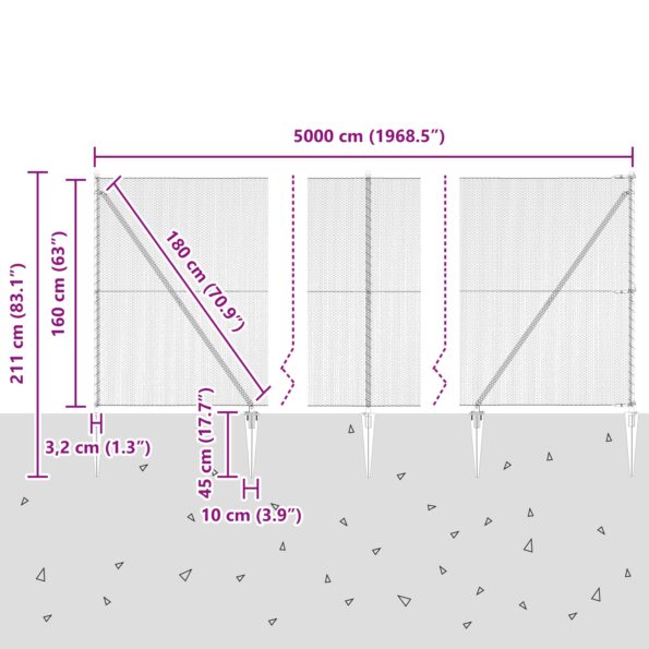 vidaXL Hexagon plot 1.6x50 m Pozinkovaná oceľ – Obrázok 13