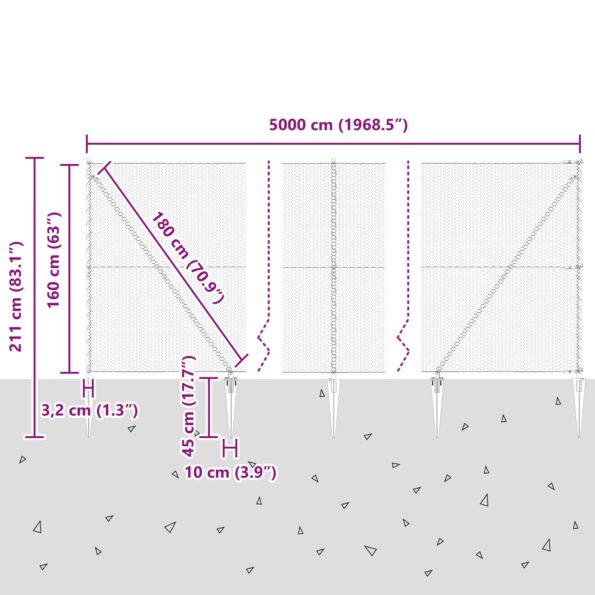 3353429_13.jpg vidaXL Šesťuholníkový plot 1.6x50 m pozinkovaná oceľ – Obrázok 13
