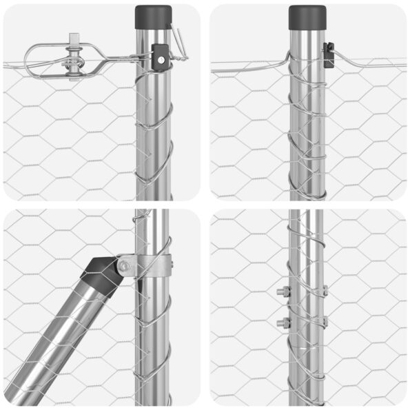 VidaXL hexagonálny plot 1.4x100 m galvanizovaná oceľ, VidaXL plotové stĺpiky s hrotom 13 ks Ø32 mm 160 cm galvanizovaná oceľ – Obrázok 7