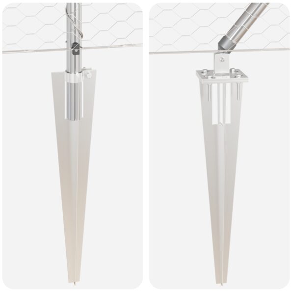 VidaXL hexagonálny plot 1.4x100 m galvanizovaná oceľ, VidaXL plotové stĺpiky s hrotom 13 ks Ø32 mm 160 cm galvanizovaná oceľ – Obrázok 8