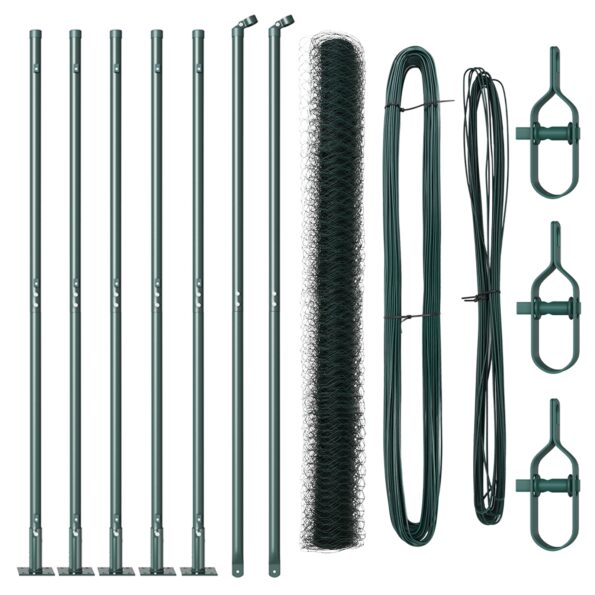 Hexagonálna zábrana vidaXL Zelená 1,4 x 10 m Oceľ, Zábrany vidaXL s podstavcom 7 ks Ø32mm 78,5 cm pozinkovaná oceľ – Obrázok 2