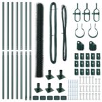 Hexagonálna zábrana vidaXL Zelená 1,4 x 10 m Oceľ, Zábrany vidaXL s podstavcom 7 ks Ø32mm 78,5 cm pozinkovaná oceľ – Obrázok 4