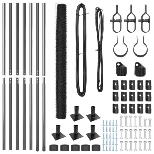 vidaXL Hexagonálny plot Sivý 1.4x10 m Oceľ – Obrázok 4