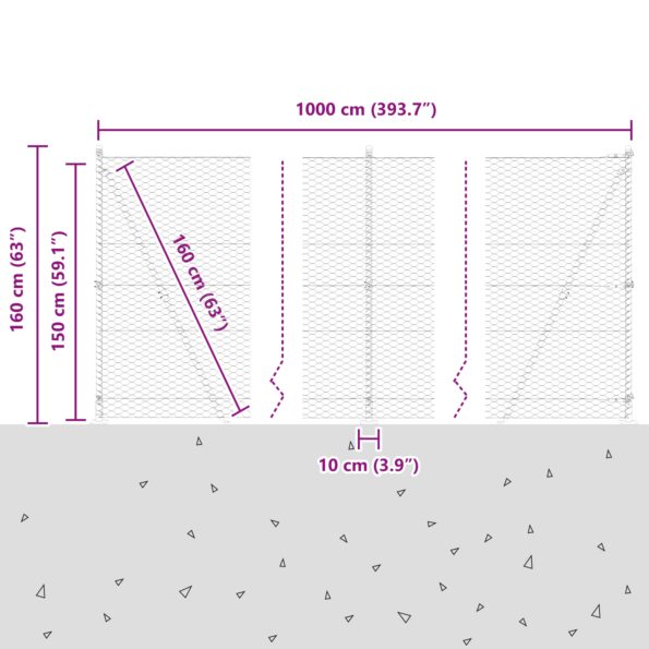 3353635_13.jpg vidaXL Hexagon oplotenie šedé 1,5x10 m oceľ – Obrázok 13