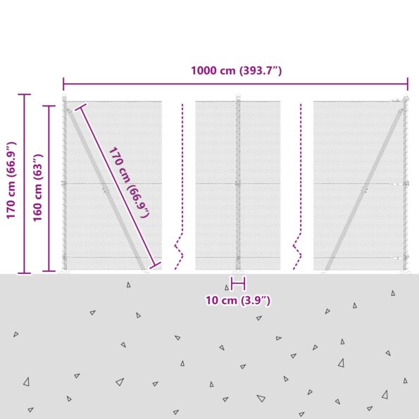 vidaXL Hexagonálne Oplotenie Sivé 1.6x10 m Oceľ – Obrázok 13