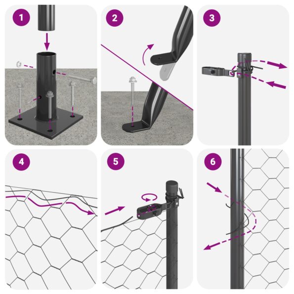 vidaXL Hexagon Fence Grey 0.4x25 m Steel – Obrázok 12