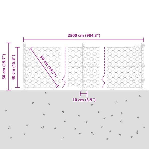 vidaXL hexagonálny plot sivý 0,4x25 m oceľ – Obrázok 13