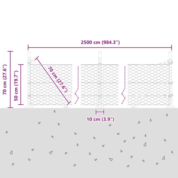 vidaXL set oplotenia Set 2 Sivá Oceľ 25 x 0,5 m Odolné Set oplotenia – Obrázok 13