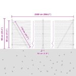 Hexagonálna ohrada vidaXL Sivá 0.8x25 m Oceľ, Kotviace stĺpiky vidaXL s podložkami 13 ks Ø32mm 90cm Galvanizovaná oceľ – Obrázok 13