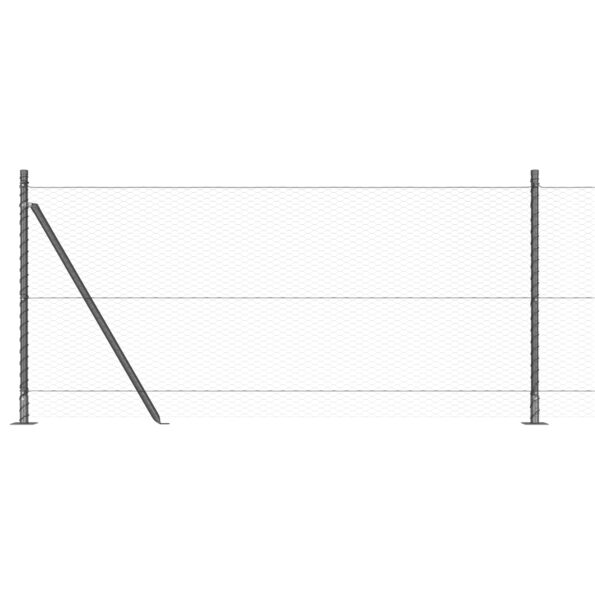 3353654_6.jpg Hexagonálna ohrada vidaXL Sivá 0.8x25 m Oceľ, Kotviace stĺpiky vidaXL s podložkami 13 ks Ø32mm 90cm Galvanizovaná oceľ – Obrázok 6