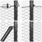 Hexagonálna ohrada vidaXL Sivá 0.8x25 m Oceľ, Kotviace stĺpiky vidaXL s podložkami 13 ks Ø32mm 90cm Galvanizovaná oceľ – Obrázok 7