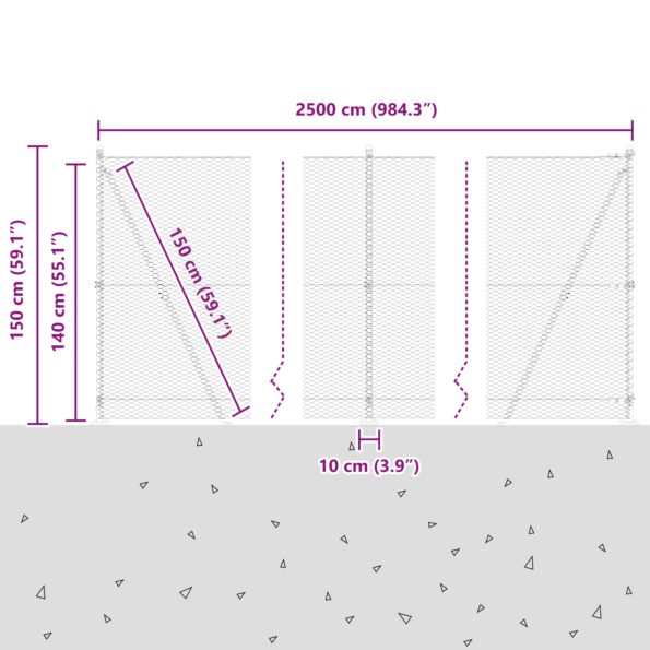 3353666_13.jpg vidaXL hexagonálne oplotenie Sivé 1,4x25 m Oceľ – Obrázok 13