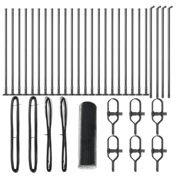 Hexagónový plot vidaXL Sivý 0,4x50 m Oceľ, Plotové stĺpiky vidaXL s podstavnými doskami 13 ks Ø32mm 50cm pozinkovaná oceľ – Obrázok 2