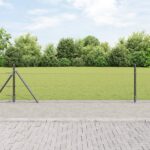 Šedé oplotenie vidaXL Hexagon 0.4x50 m z ocele, Kovové oplotenie vidaXL s podperami 13 ks Ø32mm 50cm pozinkovaná oceľ