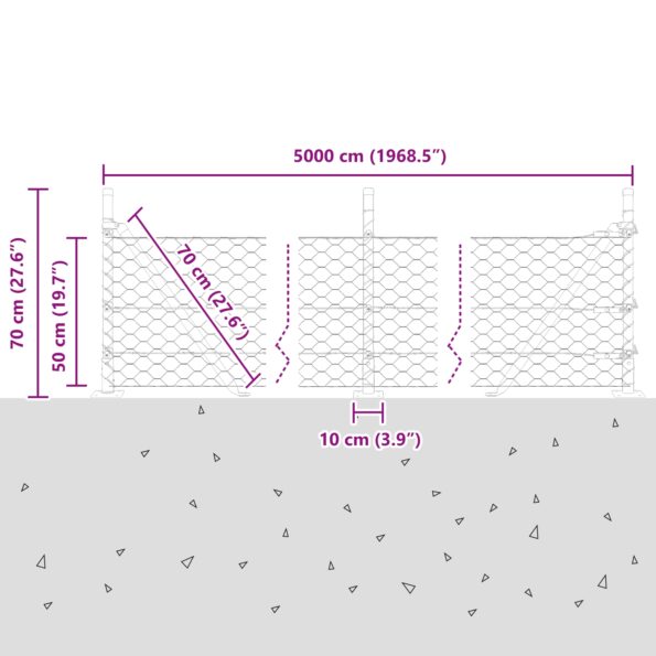 vidaXL Hexagonálna ohrada Sivá 0,5x50 m Oceľ – Obrázok 13