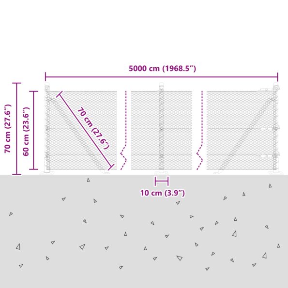 vidaXL Hexagonálne oplotenie Sivá 0.6x50 m Oceľ – Obrázok 13