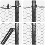 Hexagonálna brána vidaXL Sivá 1.2x50 m Oceľ, Bránkové stĺpy vidaXL so základnými doskami 13 ks Ø32mm 68.5cm Galvanizovaná oceľ – Obrázok 7