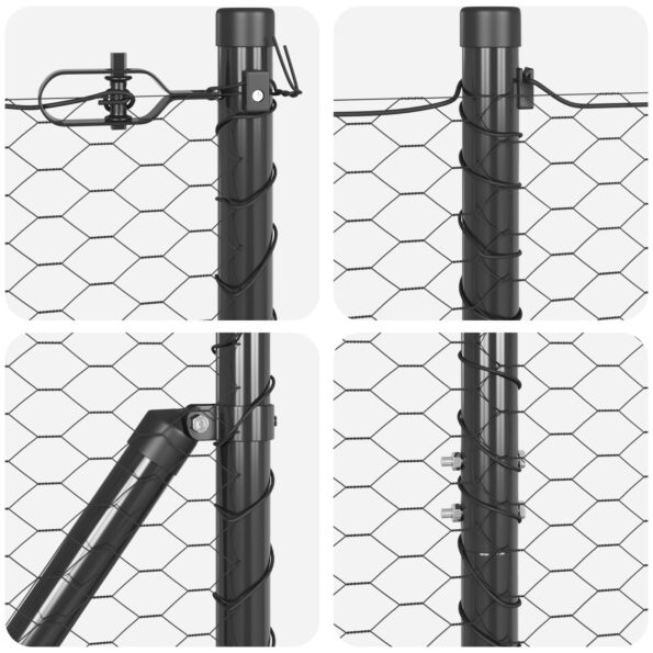3353698_7.jpg Hexagonálna brána vidaXL Sivá 1.2x50 m Oceľ, Bránkové stĺpy vidaXL so základnými doskami 13 ks Ø32mm 68.5cm Galvanizovaná oceľ – Obrázok 7