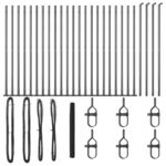 Hexagónový plot vidaXL Sivý 1.4x50 m Oceľ, Stĺpiky na plot vidaXL so základnými platňami 13 ks Ø32mm 78.5cm Pozinkovaná oceľ – Obrázok 2