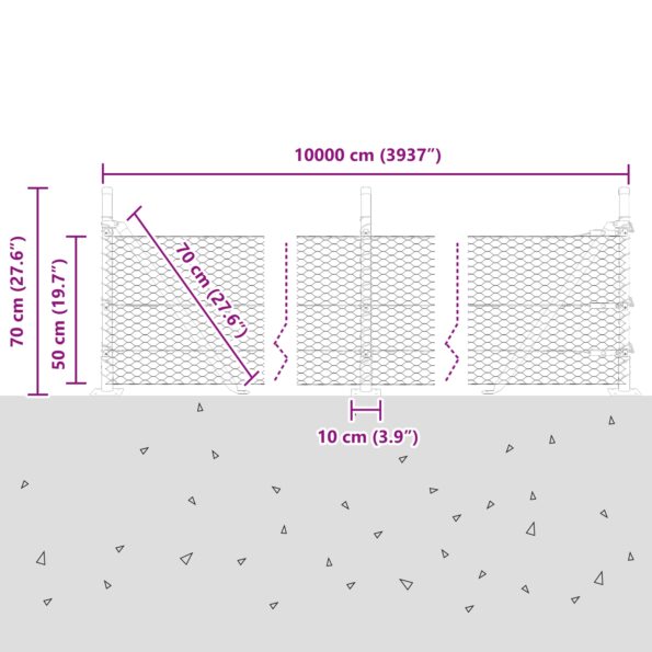 vidaXL Hexagonový plot Sivý 0.5x100 m Oceľ – Obrázok 13