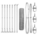 vidaXL Hexagonálny plot 0.4x10 m Pozinkovaná oceľ, VidaXL plotové stĺpy so základňami 7 ks Ø32mm 50cm Pozinkovaná oceľ – Obrázok 2