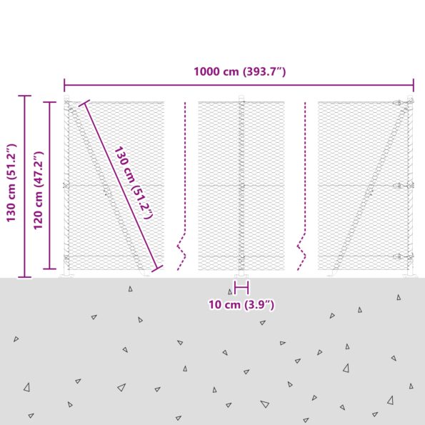 vidaXL Hexagonový plot 1.2x10 m Pozinkovaná oceľ – Obrázok 13