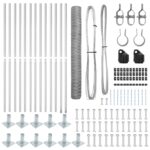 vidaXL Hexagon Wire Fence with 7 Flanged Posts 1.2x25 m Steel Silver – Obrázok 4