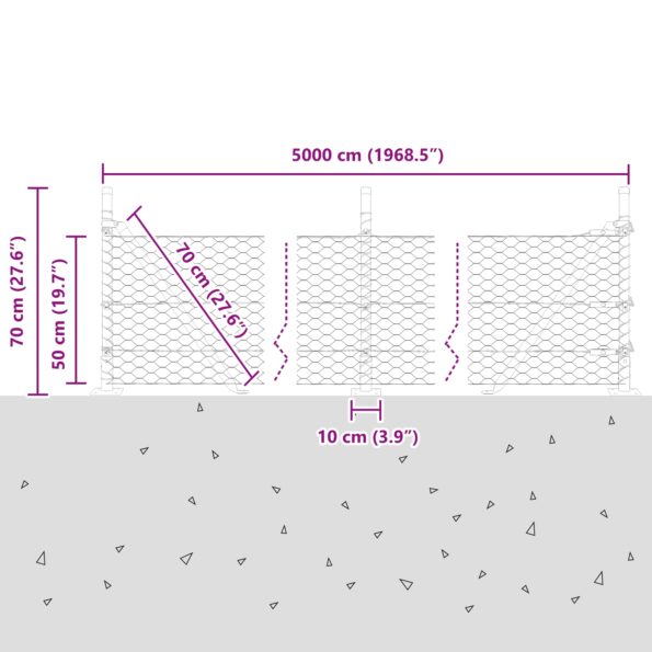 vidaXL Hexagonálny plot 0.5x50 m pozinkovaná oceľ – Obrázok 13