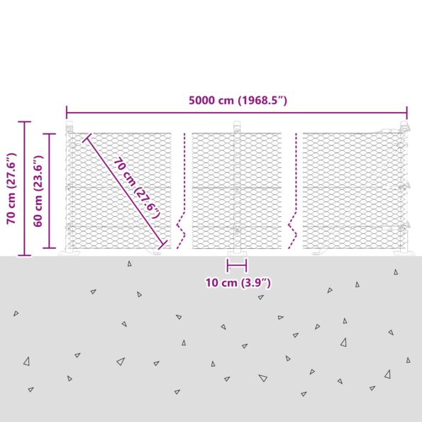vidaXL Hexagónový plot 0,6x50 m z pozinkovanej ocele – Obrázok 13