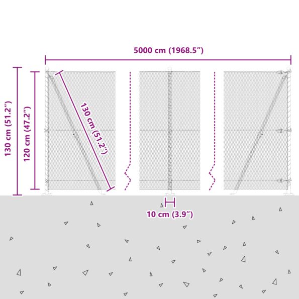 vidaXL Hexagónový plot 1.2x50 m Pozinkovaná oceľ – Obrázok 13