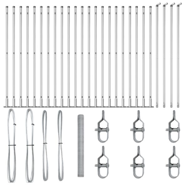 3353842_2.jpg Plot vidaXL Hexagon 1.4x50 m Pozinkovaná oceľ, Plotové stĺpiky vidaXL s základnými platňami 13 ks Ø32mm 78.5cm Pozinkovaná oceľ – Obrázok 2