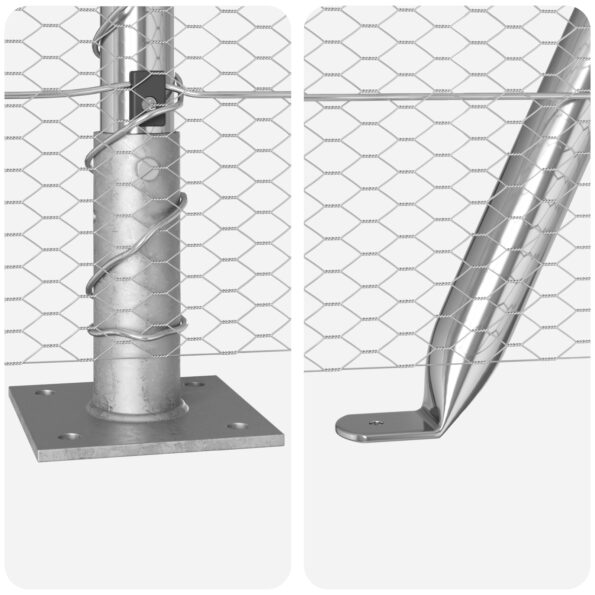 3353842_8.jpg Plot vidaXL Hexagon 1.4x50 m Pozinkovaná oceľ, Plotové stĺpiky vidaXL s základnými platňami 13 ks Ø32mm 78.5cm Pozinkovaná oceľ – Obrázok 8