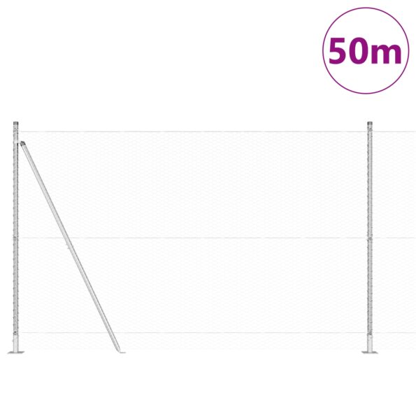 Hexagonový plot vidaXL 1.6x50 m pozinkovaná oceľ, Plotové stĺpy vidaXL s podstavcami 13 ks Ø32mm 88.5cm pozinkovaná oceľ – Obrázok 3