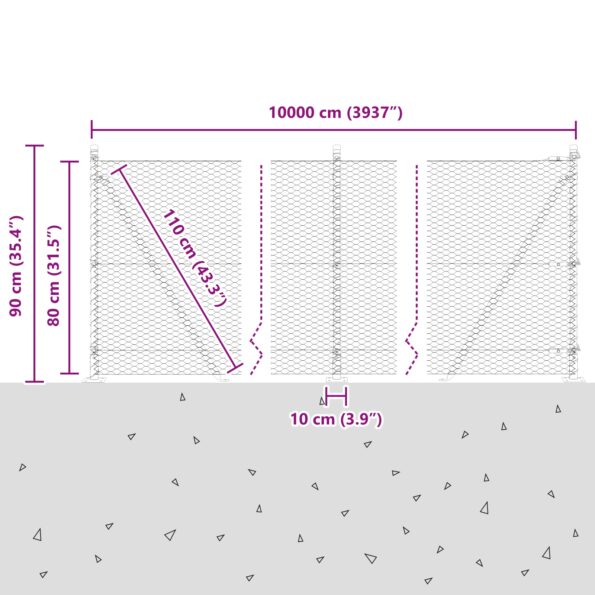vidaXL hexagonový plot 0,8x100 m zinková oceľ – Obrázok 13