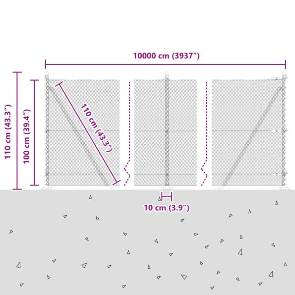 3353870_13.jpg vidaXL Hexagonový plot 1x100 m z pozinkovanej ocele – Obrázok 13