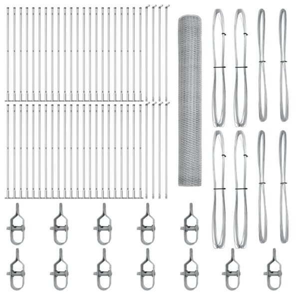 vidaXL Hexagonálny plot 1,2x100 m z pozinkovanej ocele, Plotové stĺpy vidaXL s základnými platňami 13 ks Ø32mm 68,5cm z pozinkovanej ocele – Obrázok 2
