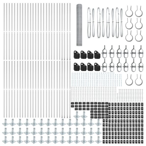 vidaXL Hexagonálny plot 1,2x100 m z pozinkovanej ocele, Plotové stĺpy vidaXL s základnými platňami 13 ks Ø32mm 68,5cm z pozinkovanej ocele – Obrázok 4